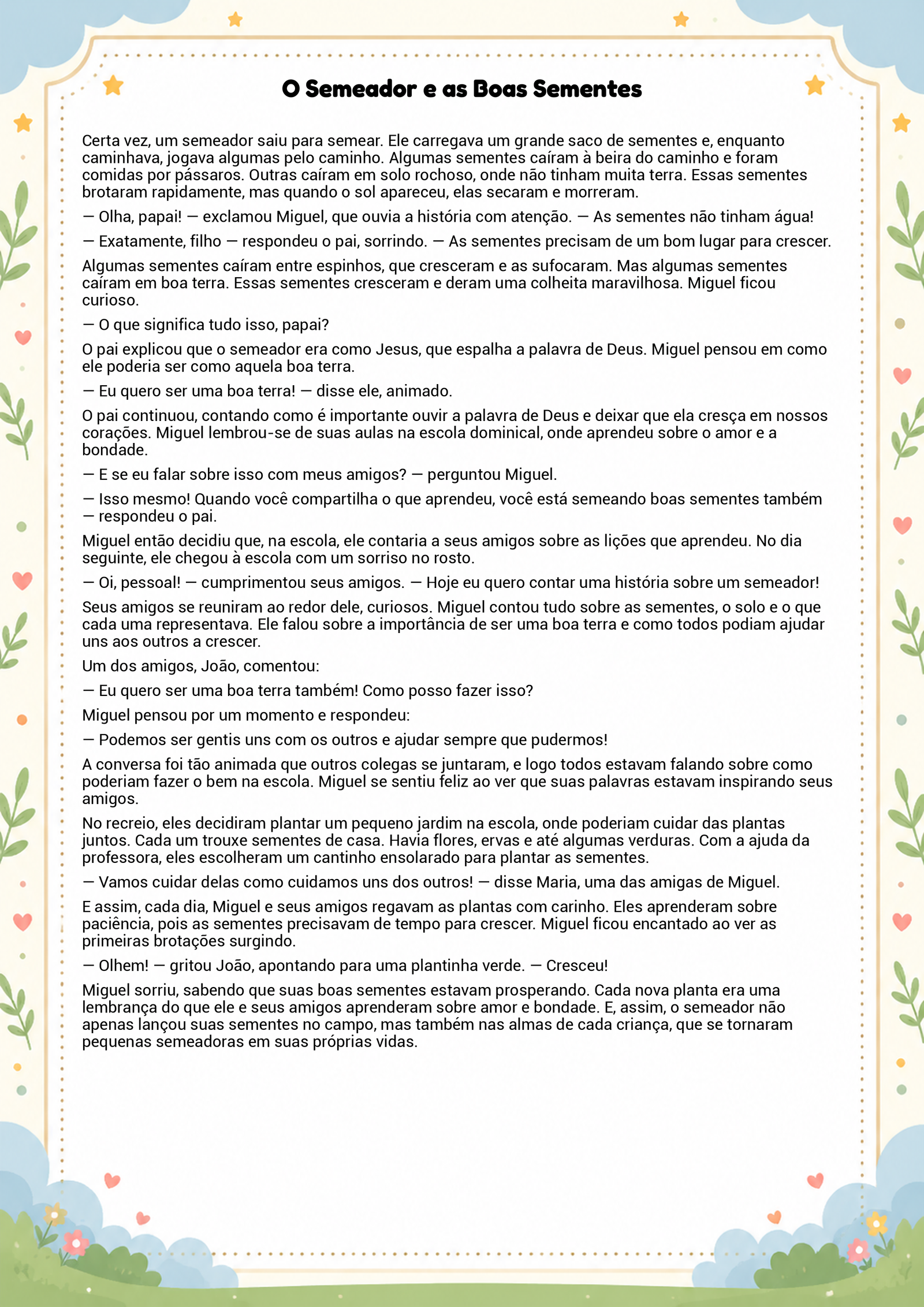 História infantil para imprimir