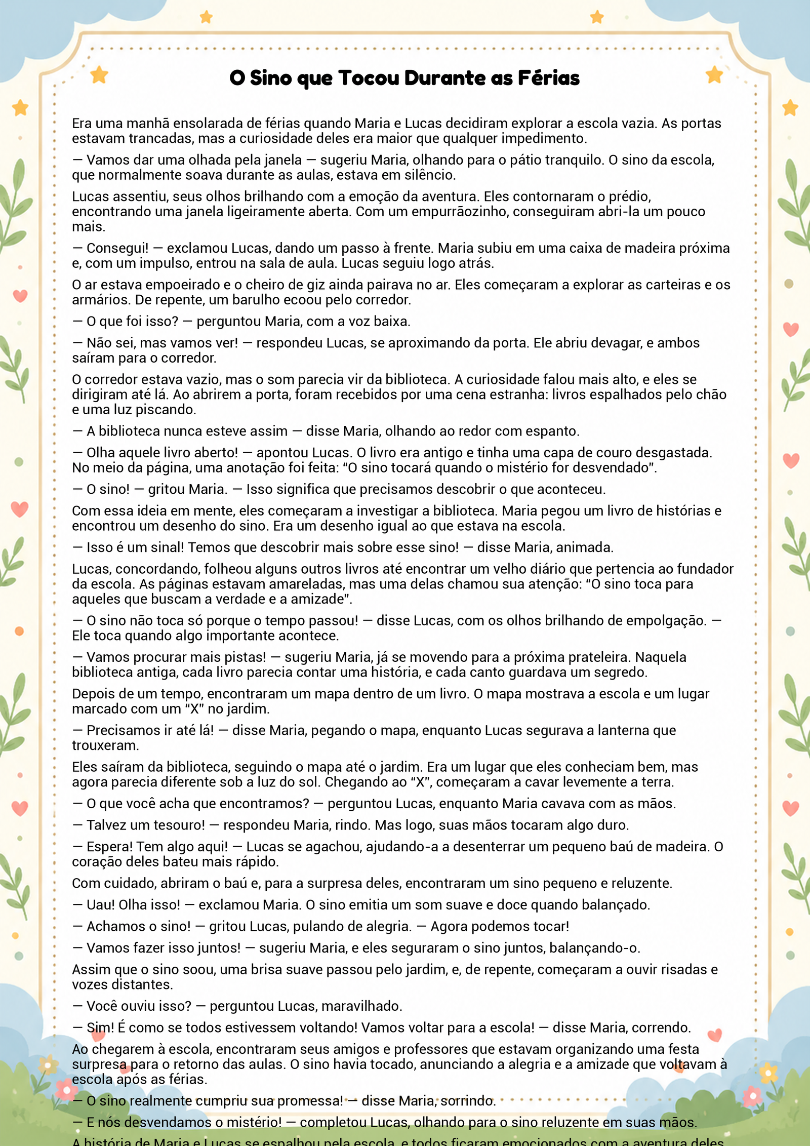 História infantil para imprimir