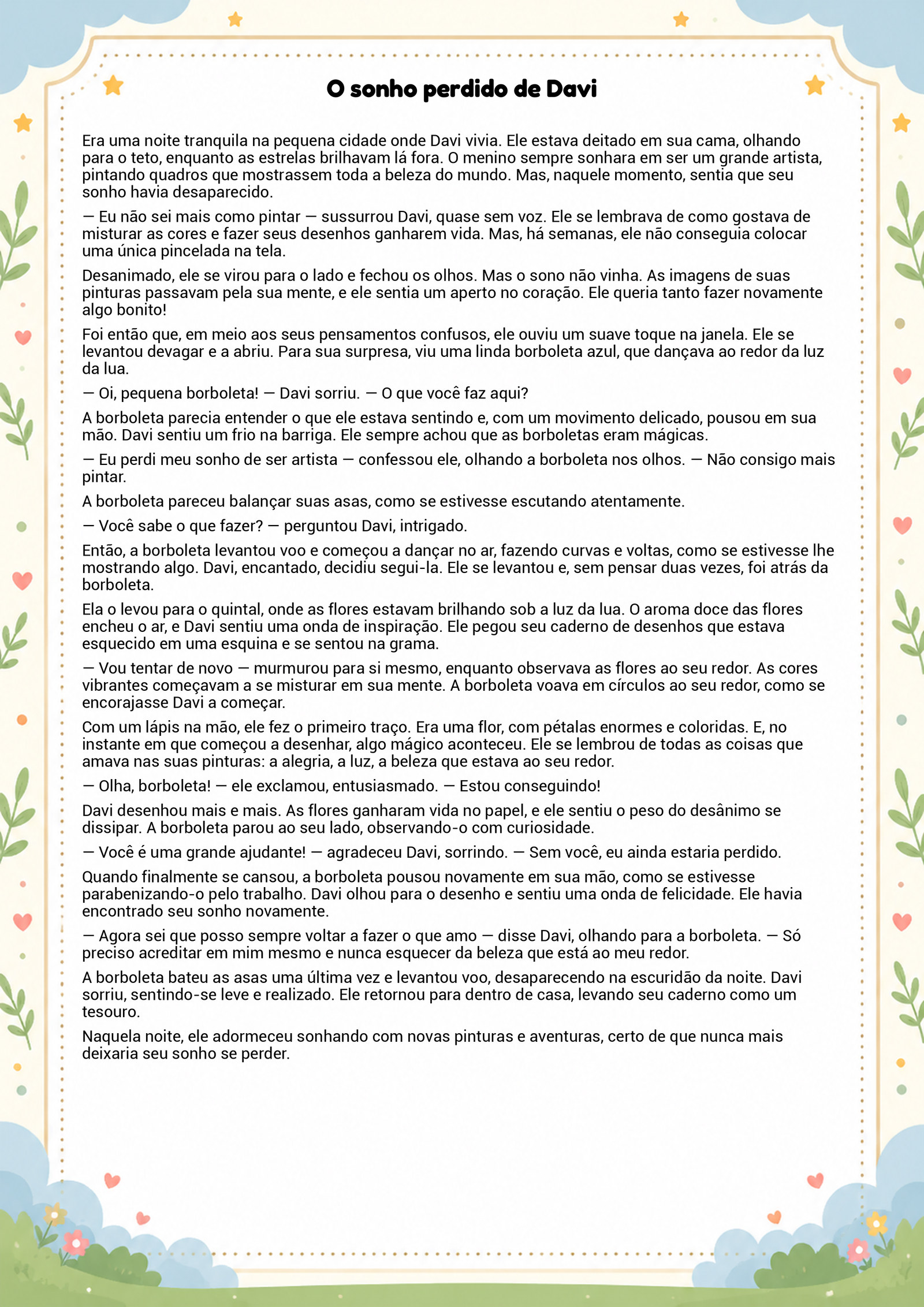 História infantil para imprimir