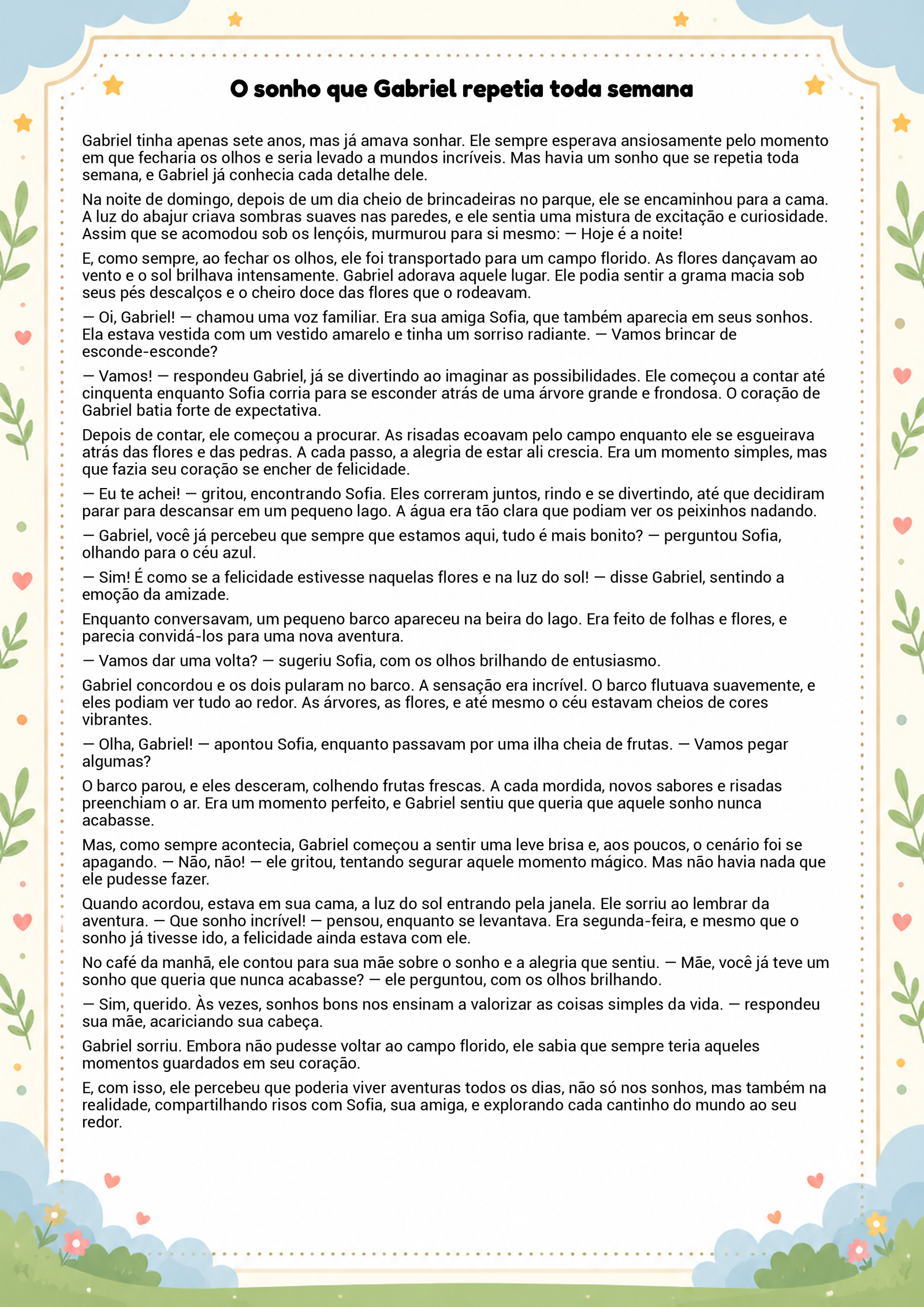 História infantil para imprimir