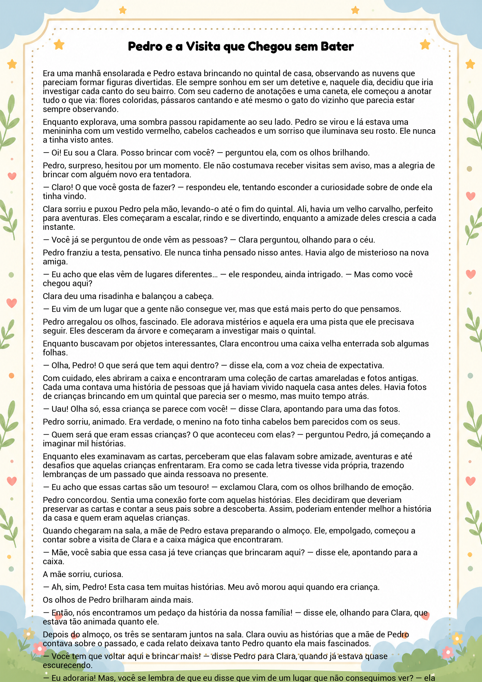 História infantil para imprimir