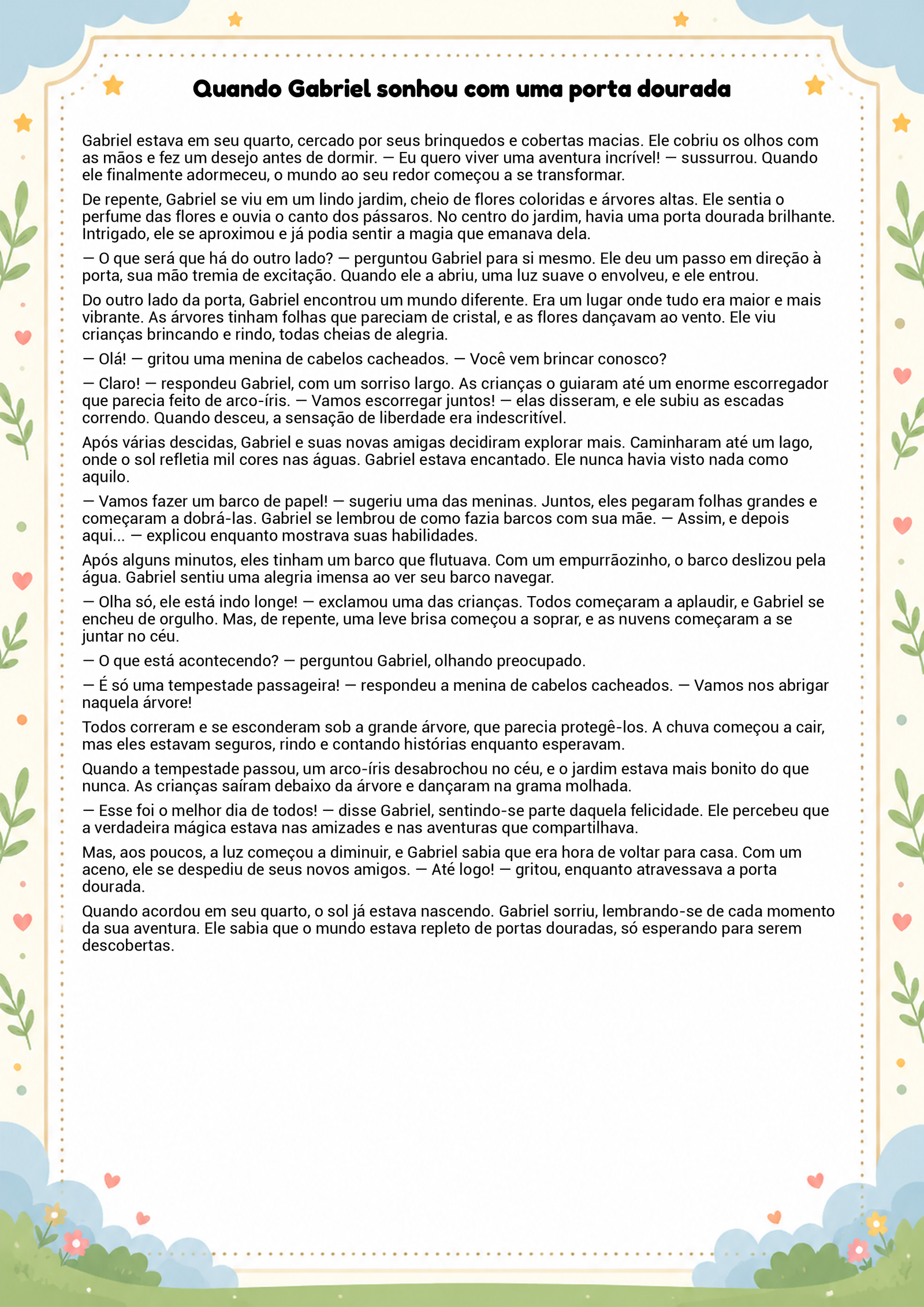 História infantil para imprimir
