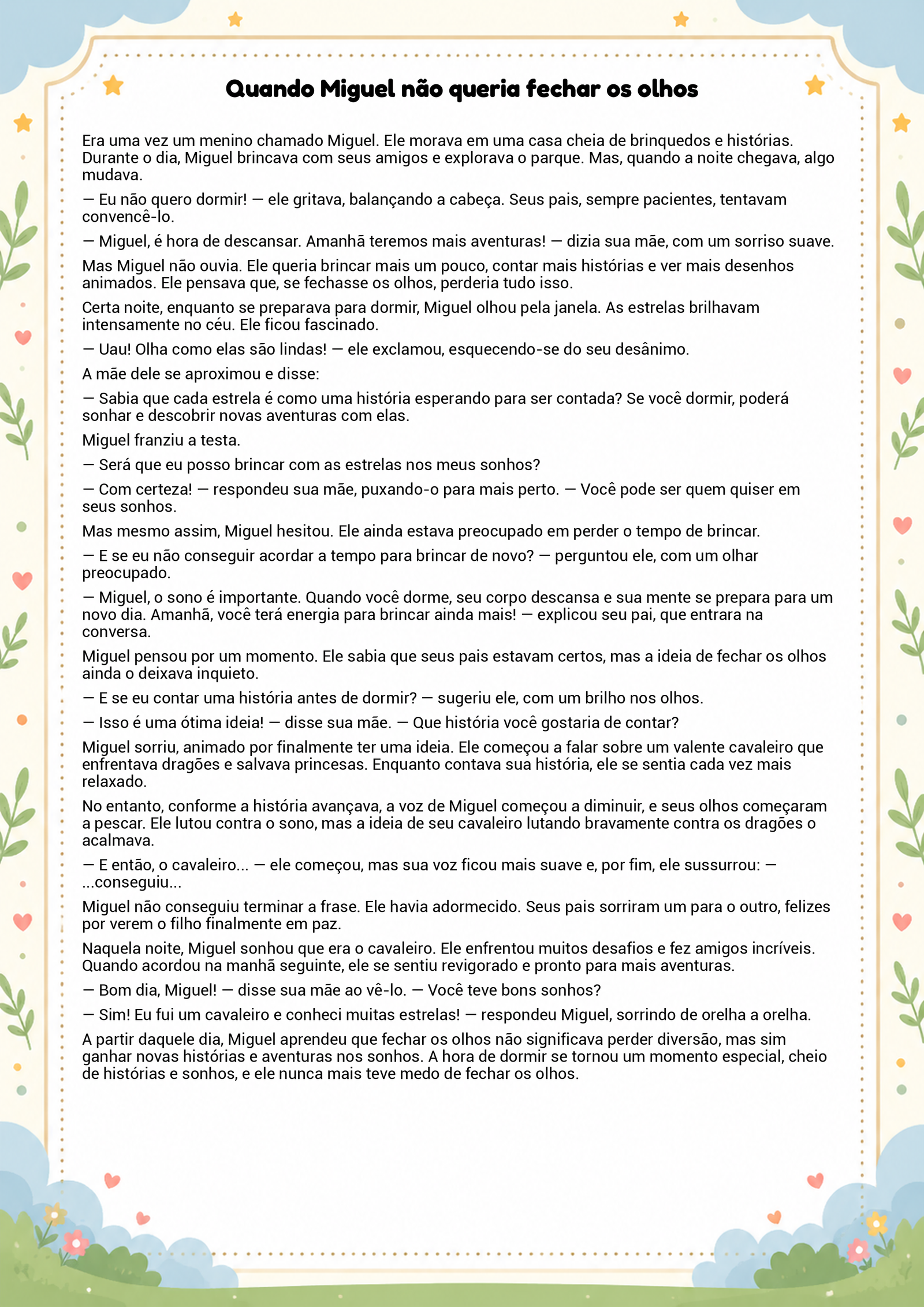 História infantil para imprimir