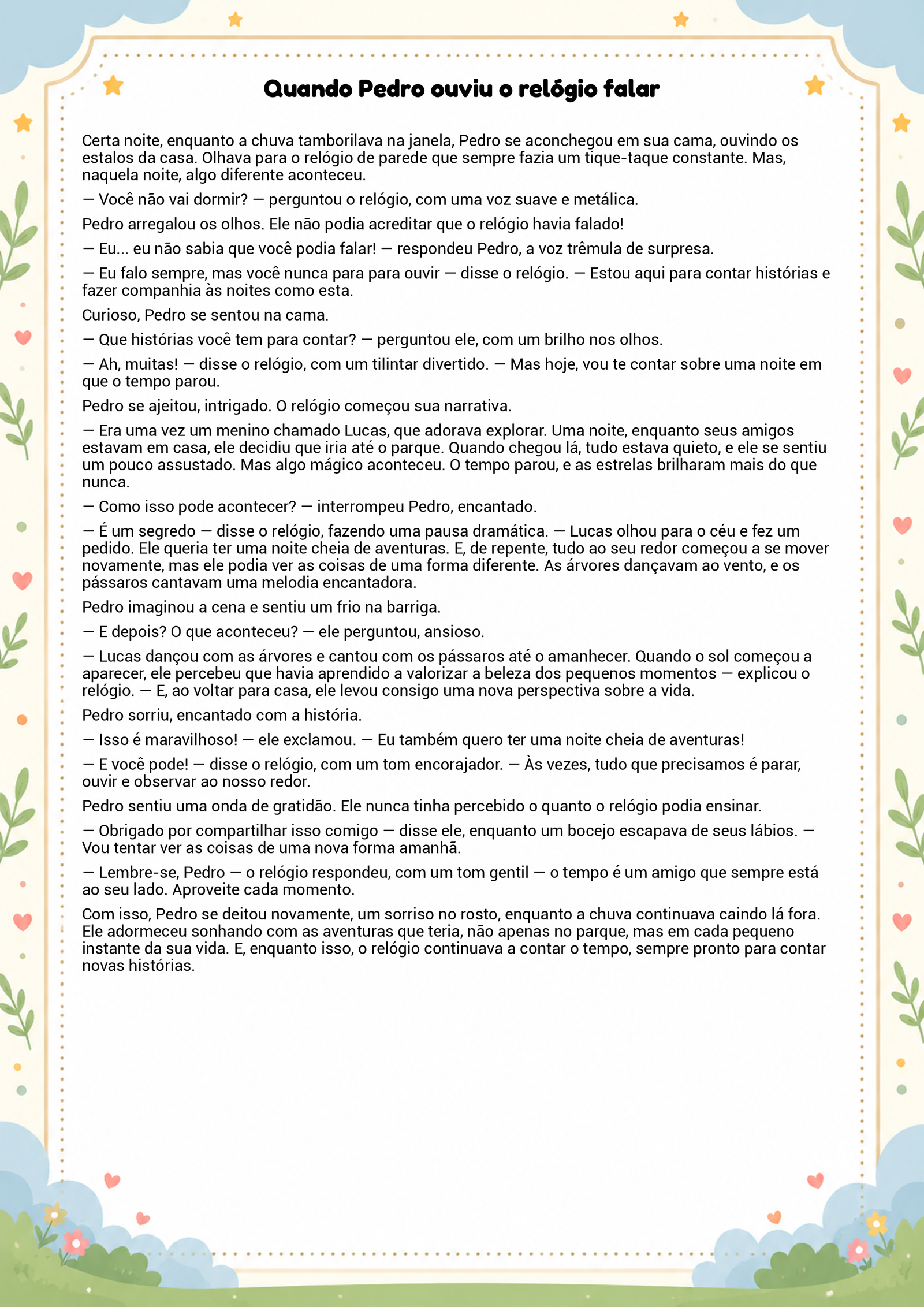 História infantil para imprimir