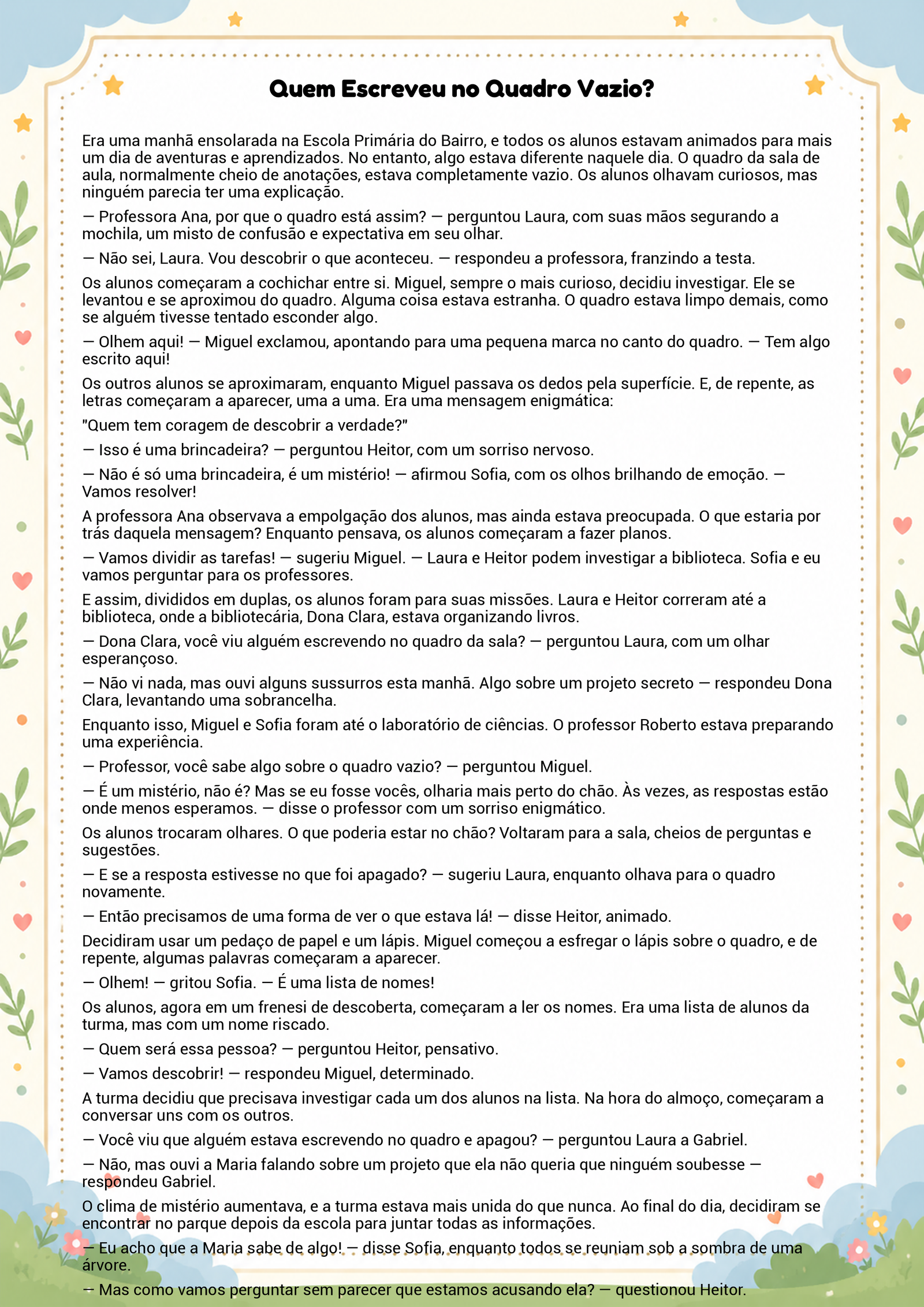 História infantil para imprimir