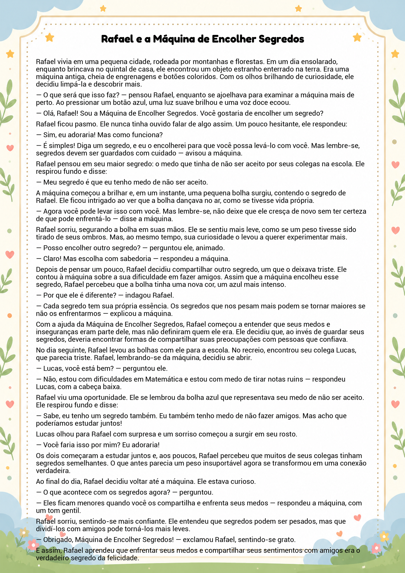 História infantil para imprimir