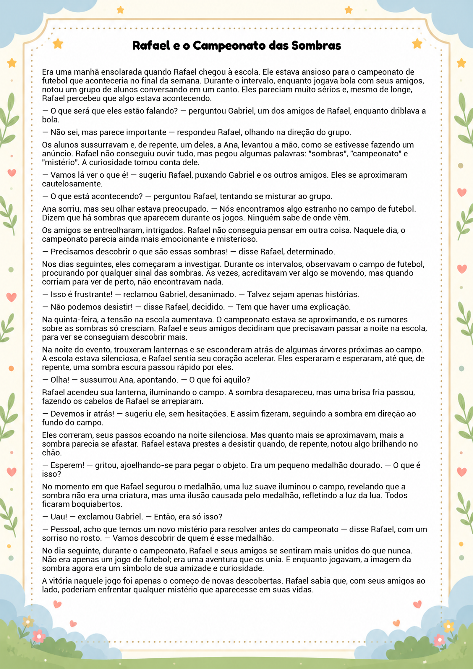História infantil para imprimir