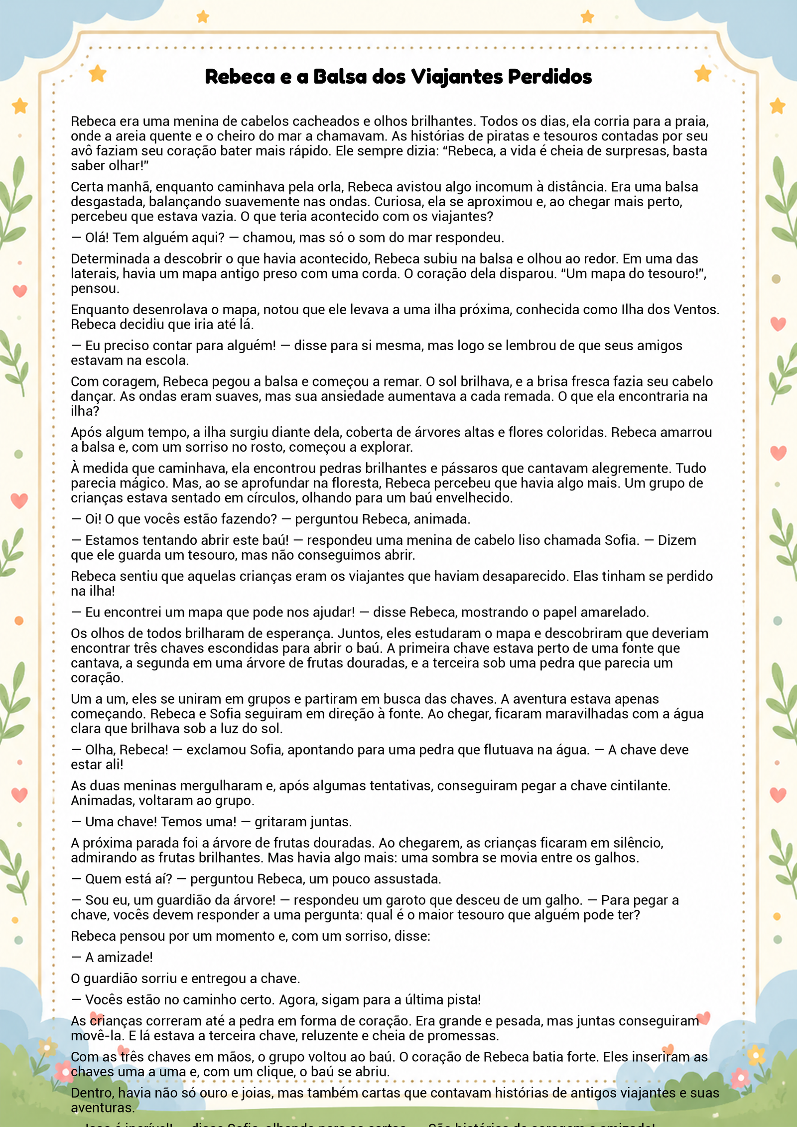 História infantil para imprimir