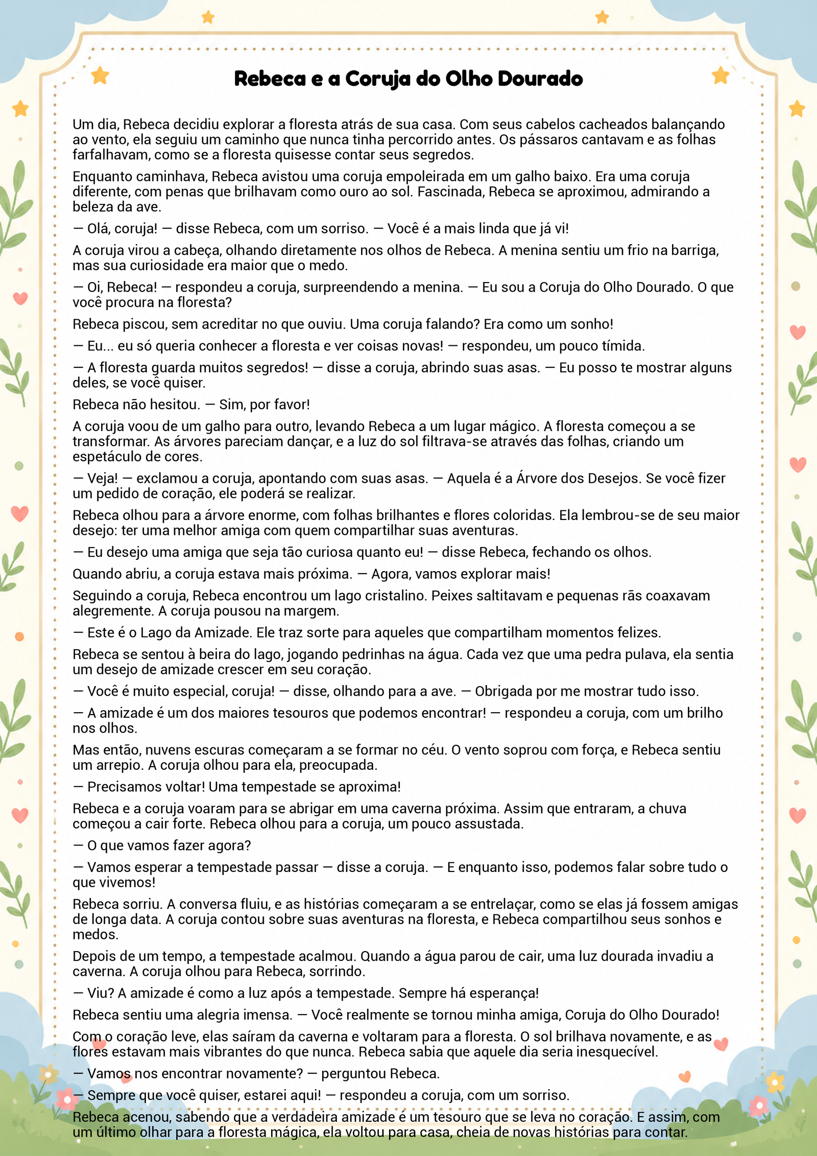 História infantil para imprimir