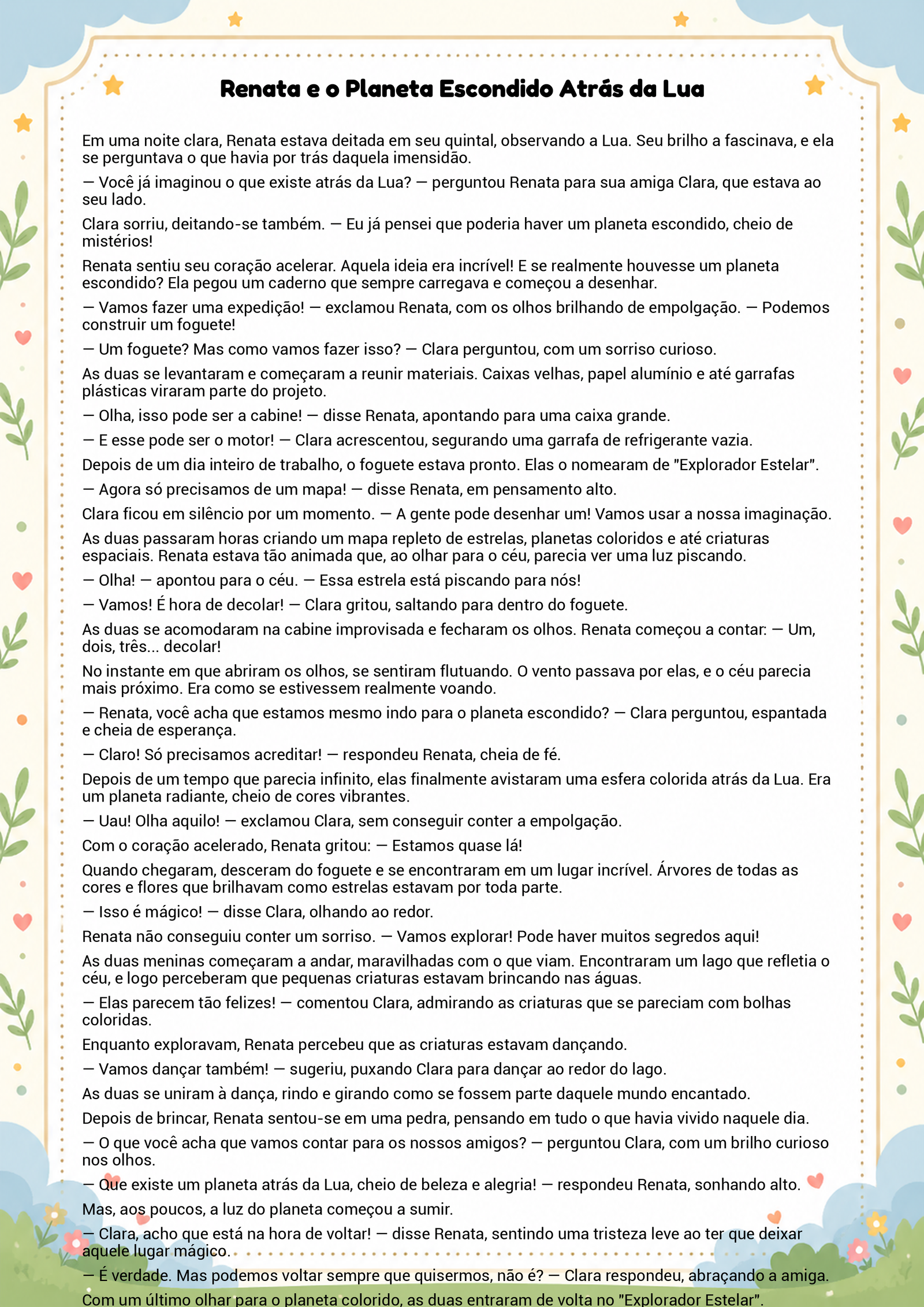 História infantil para imprimir