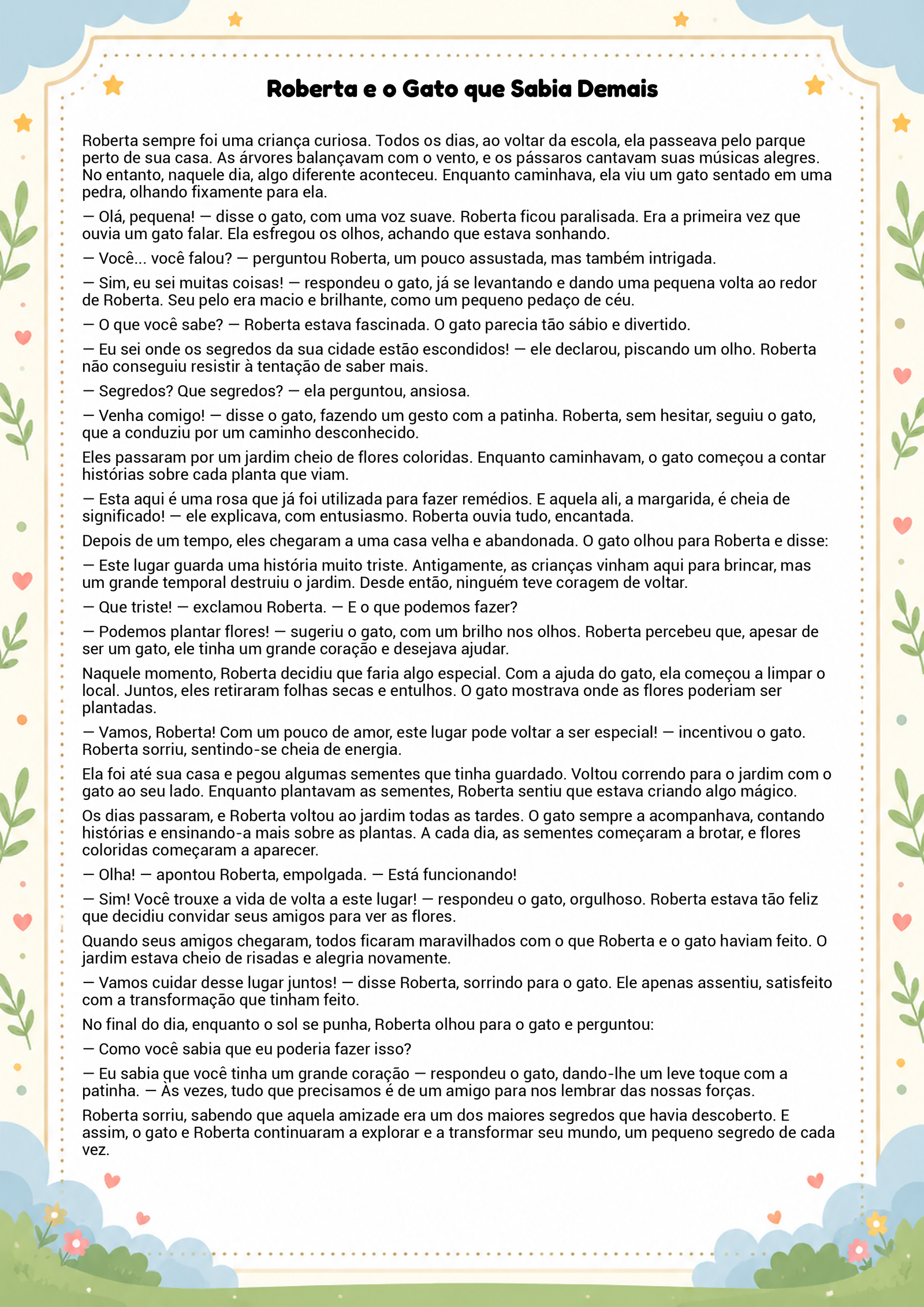 História infantil para imprimir