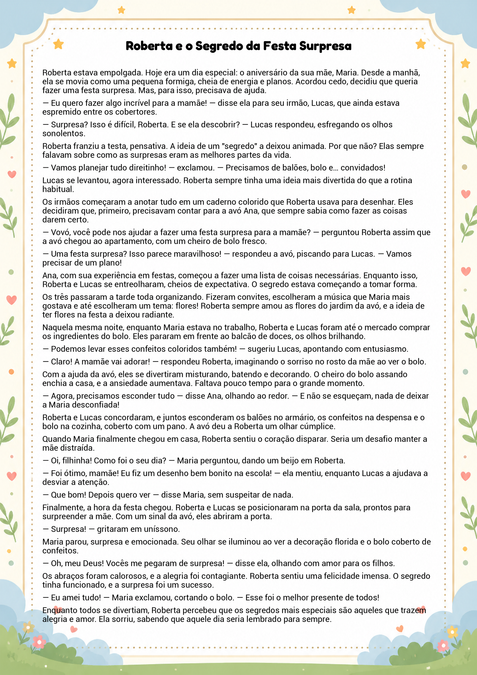 História infantil para imprimir