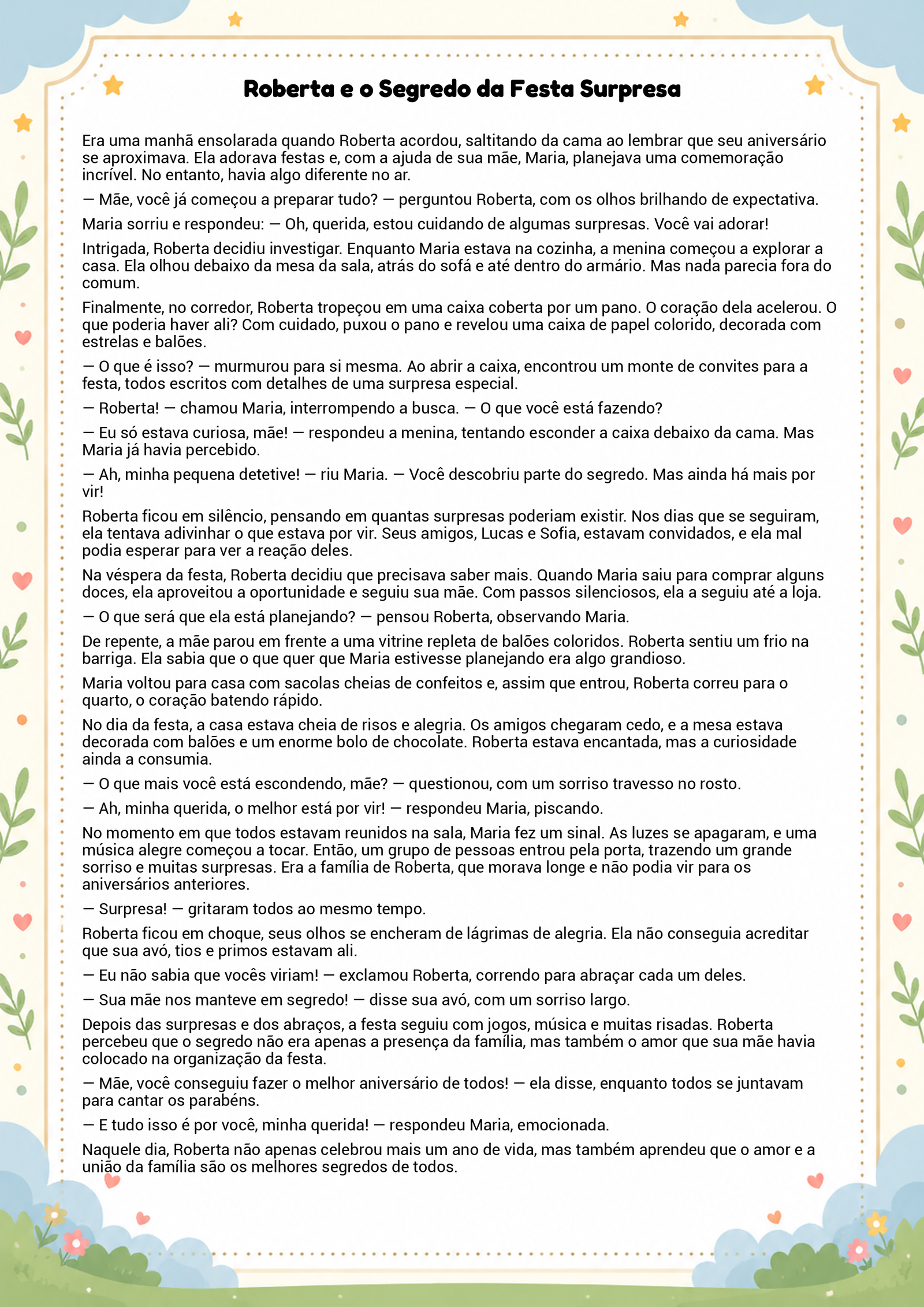 História infantil para imprimir