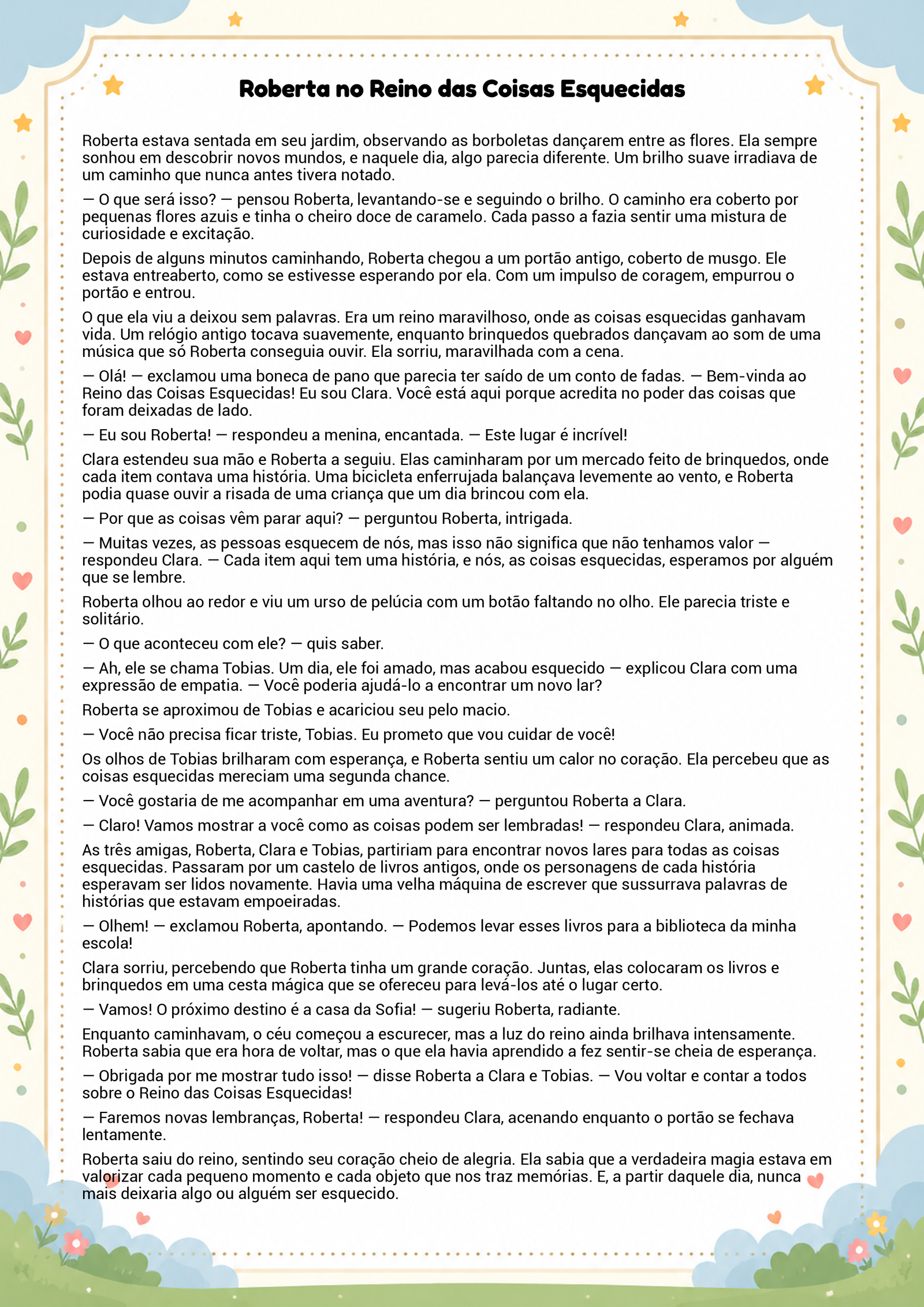 História infantil para imprimir