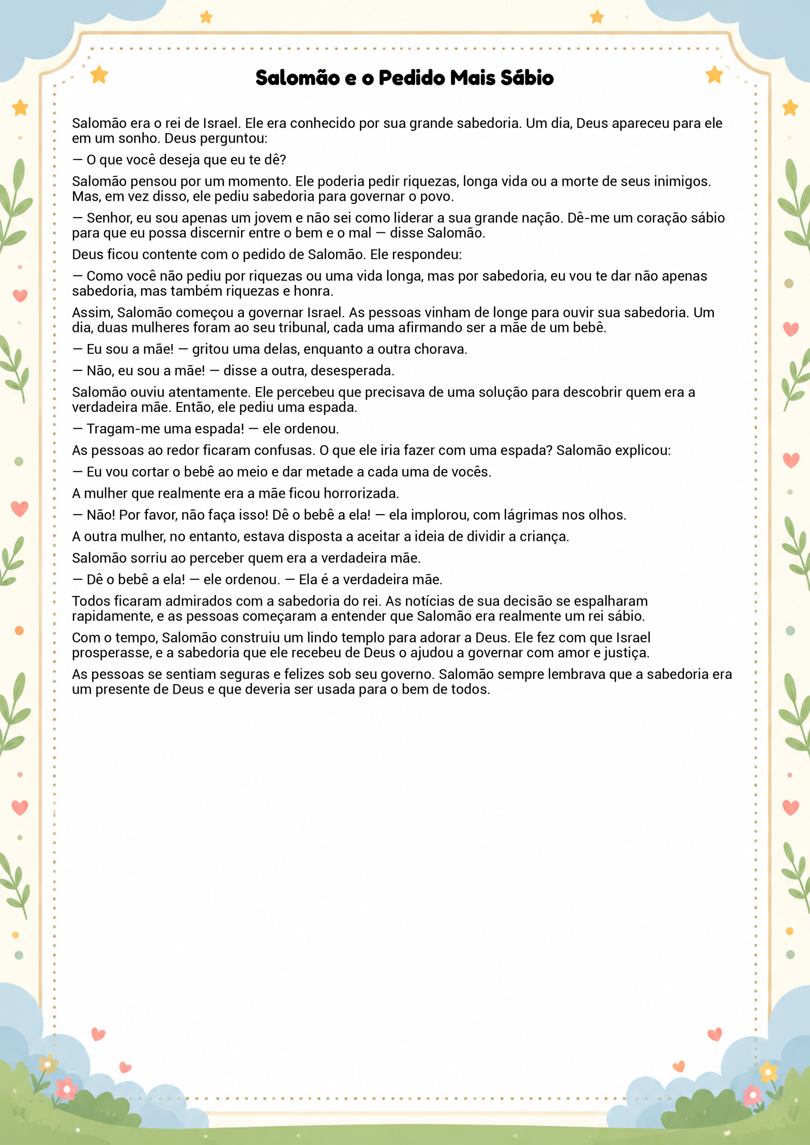 História infantil para imprimir