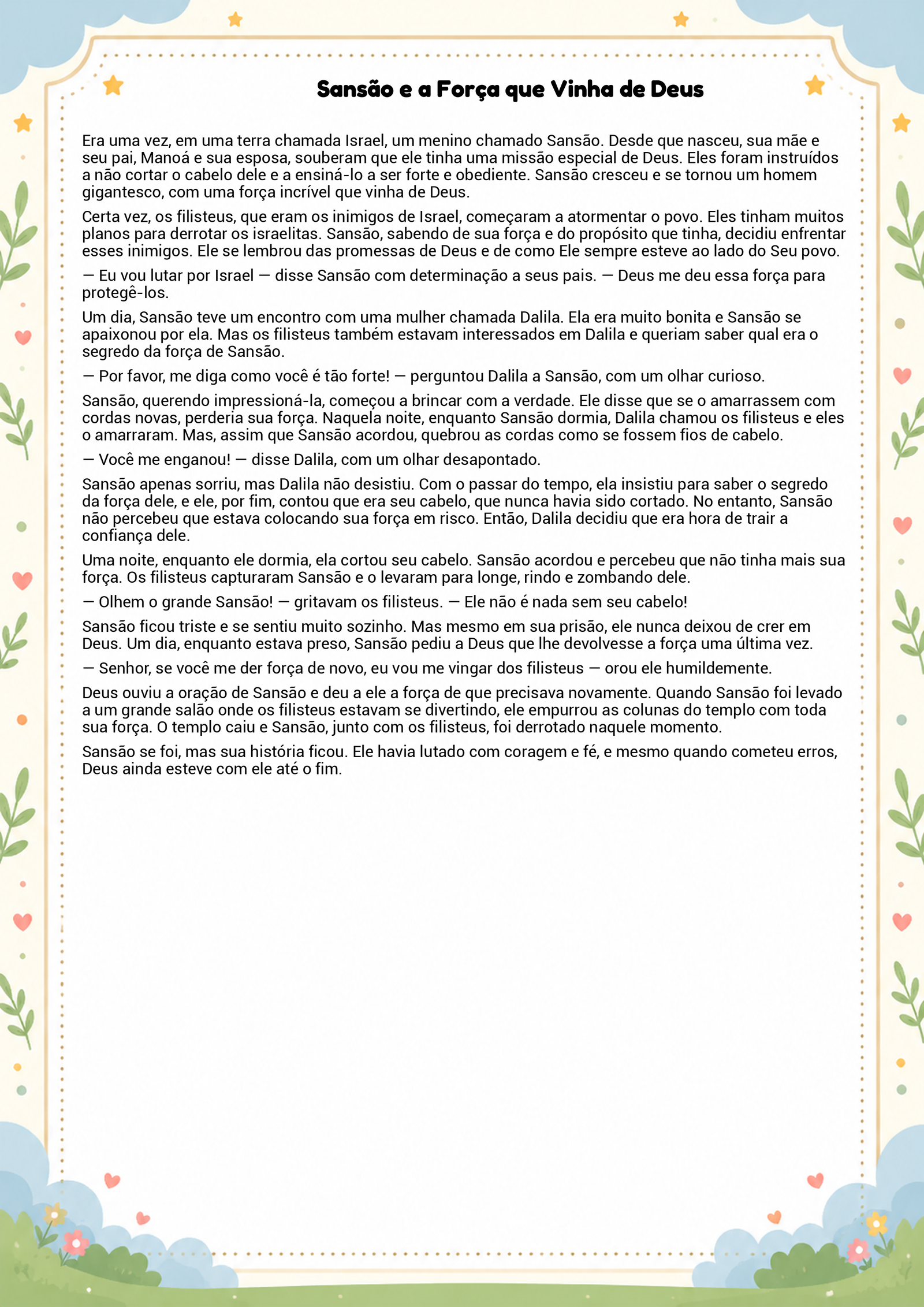 História infantil para imprimir