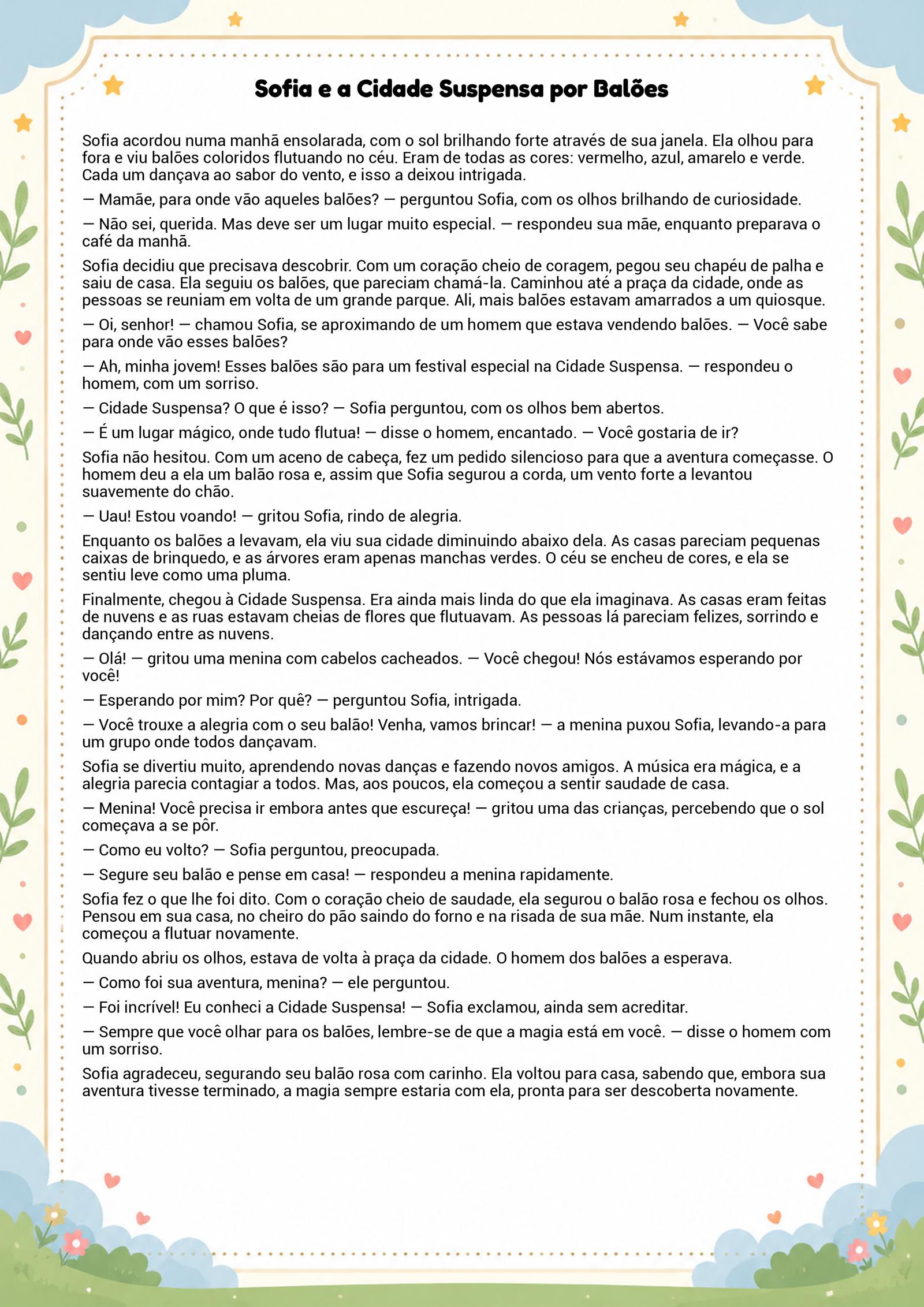 História infantil para imprimir