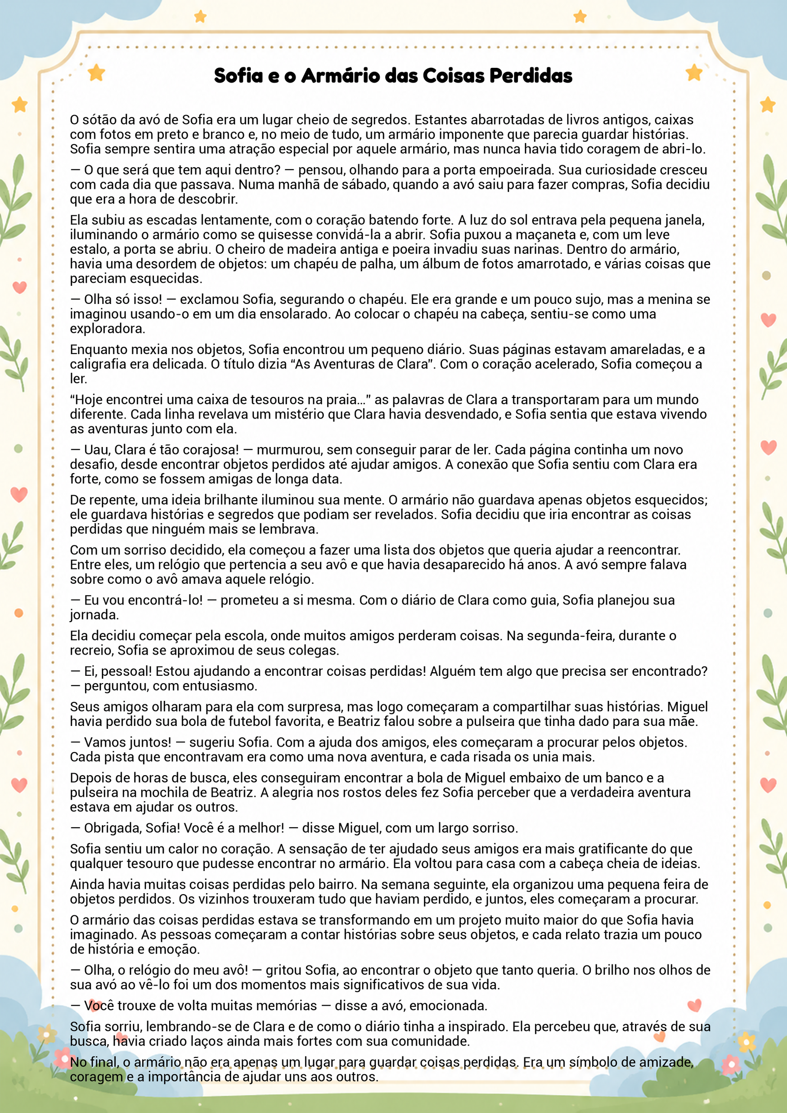 História infantil para imprimir