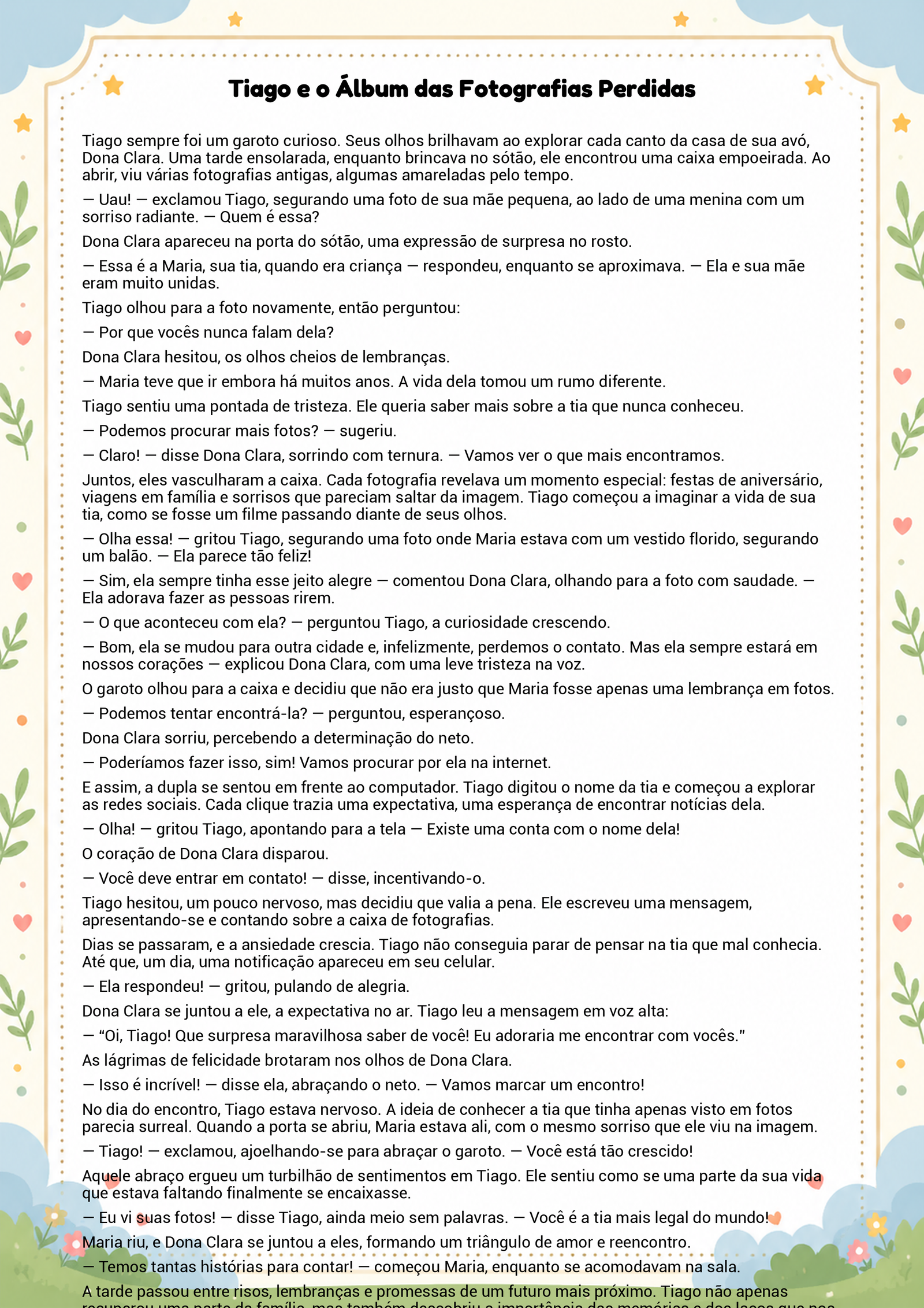 História infantil para imprimir