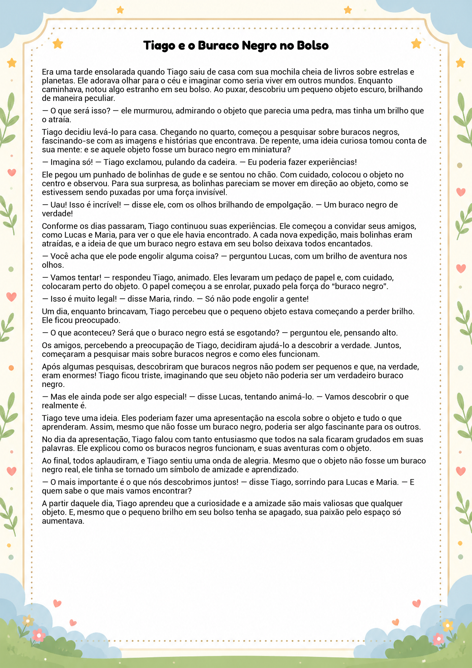 História infantil para imprimir
