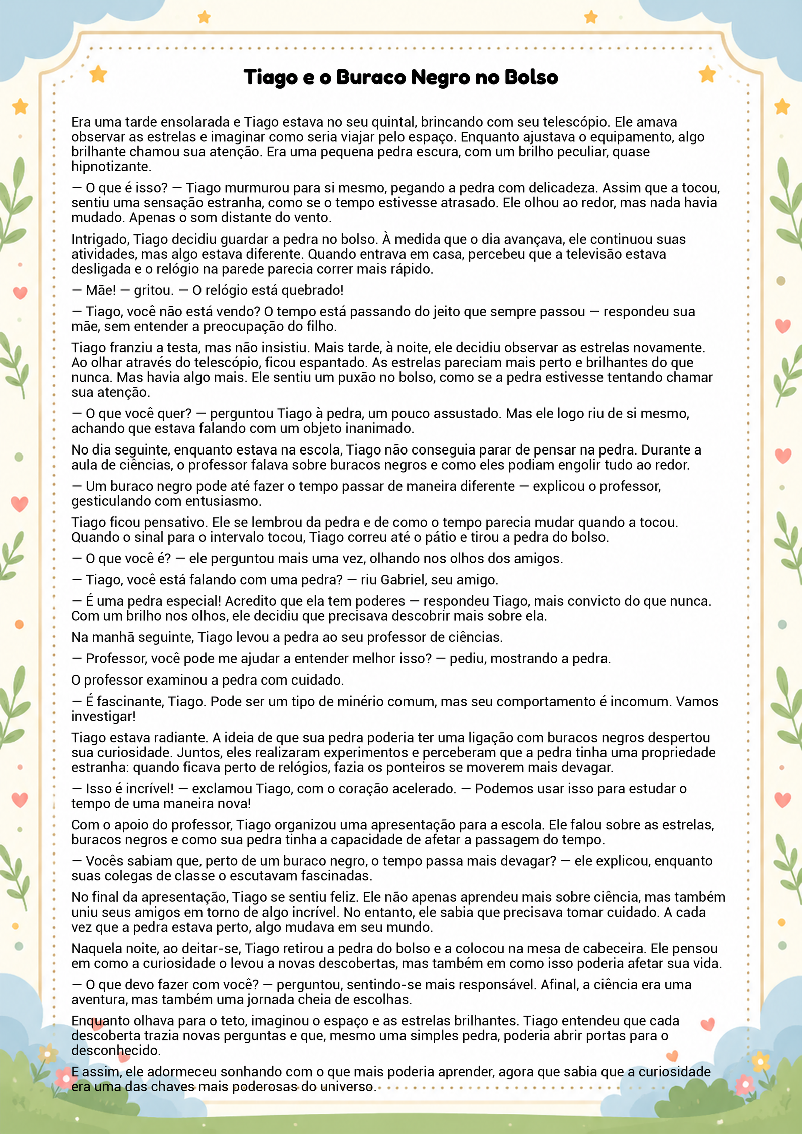 História infantil para imprimir