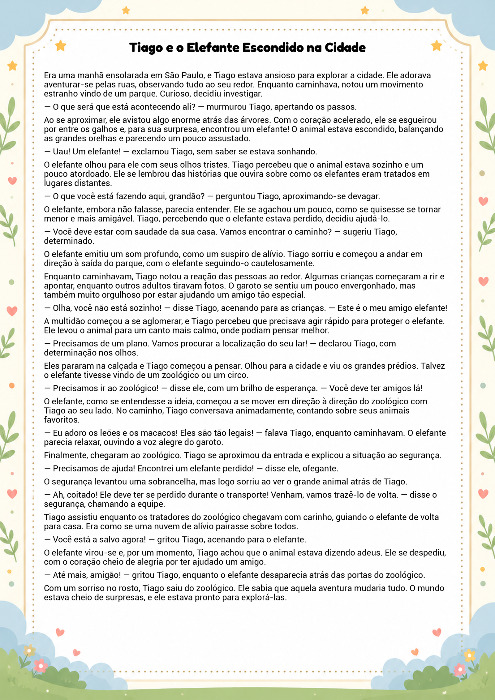 História infantil para imprimir
