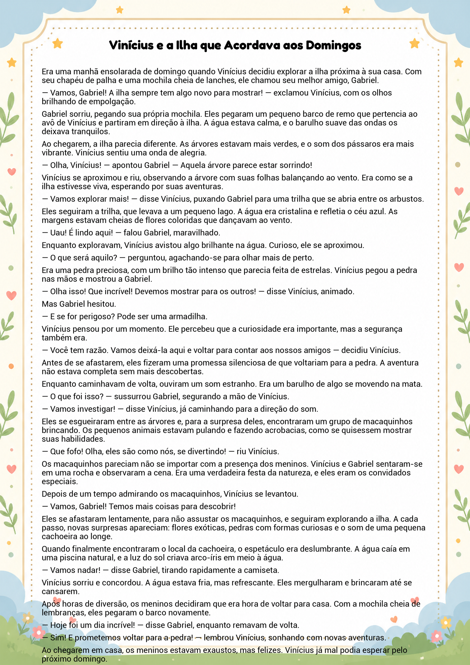 História infantil para imprimir