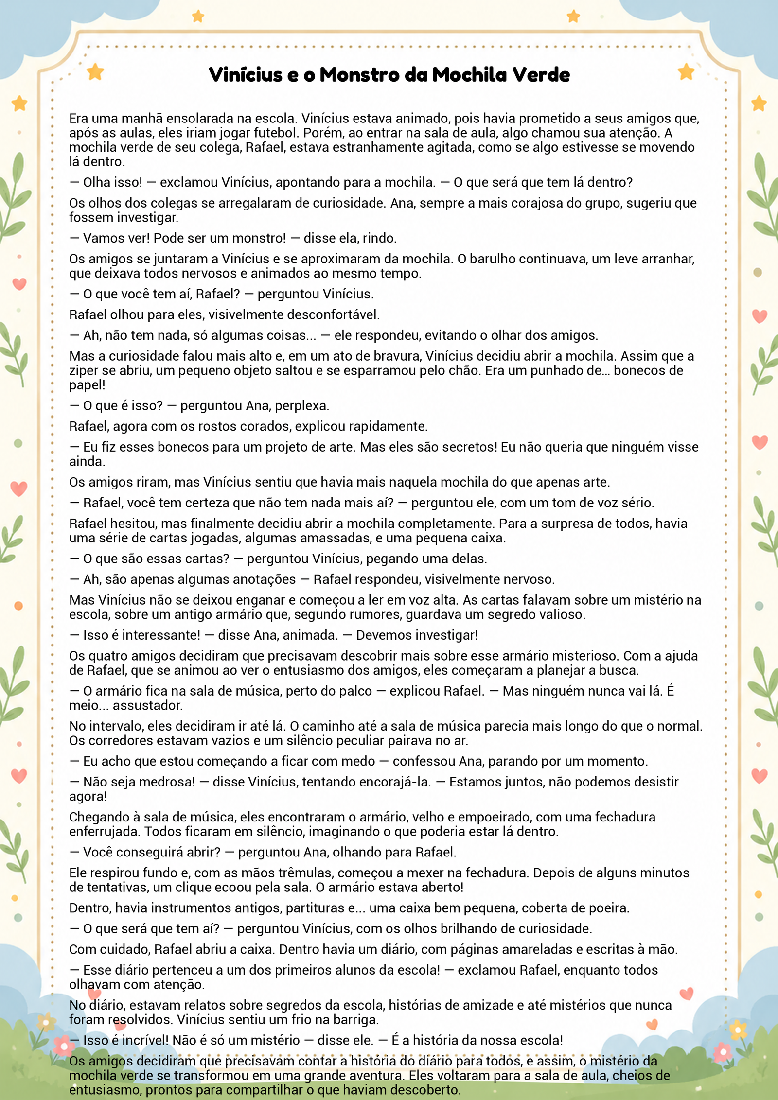 História infantil para imprimir