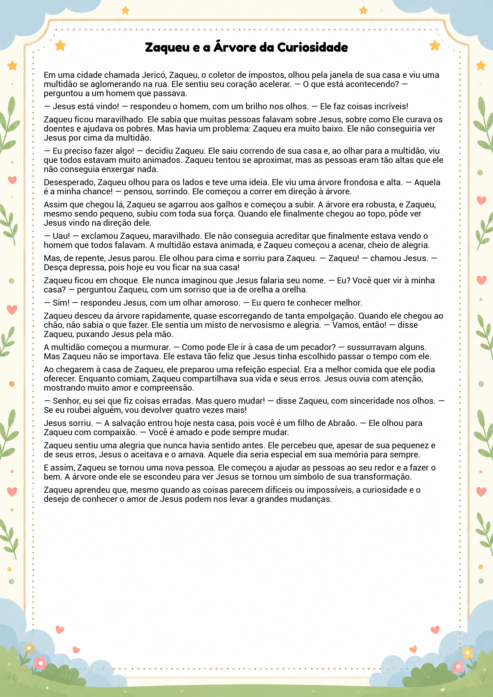História infantil para imprimir